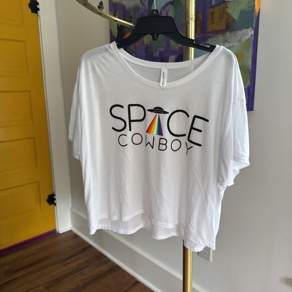 Bella + Canvas Space Cowboy Cropped White Tee L - Picture 2 of 8